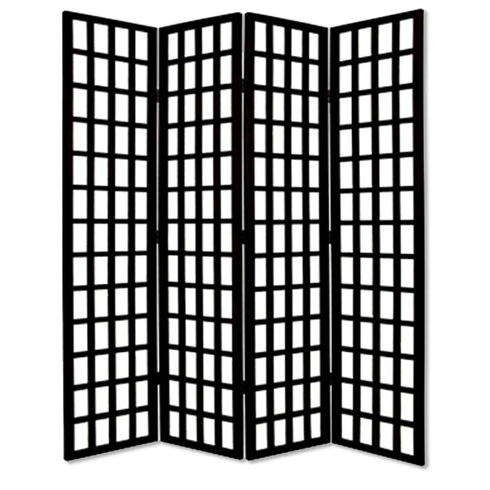 Dakota 8 ft. Black 4-Panel Room Divider