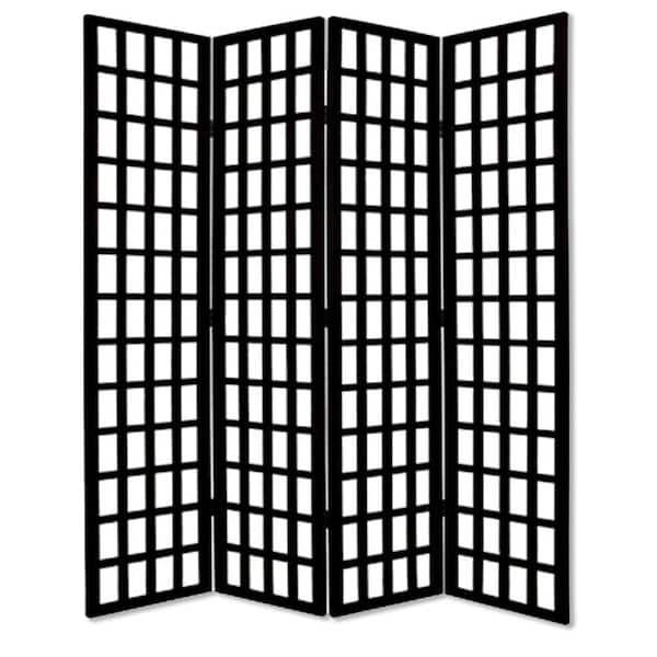 Unbranded Dakota 8 ft. Black 4-Panel Room Divider