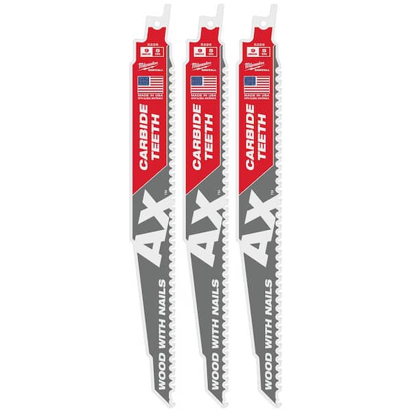 Milwaukee 9 in. 5 TPI AX Carbide Teeth Demolition Nail-Embedded