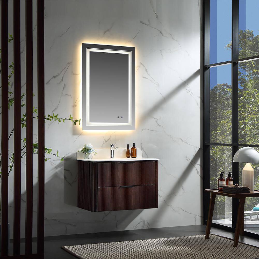 Wenlorin 30 in. Single Sink Floating Walnut Bath Vanity with White Acrylic Top Pre-Assembled price history on PriceWatchPro