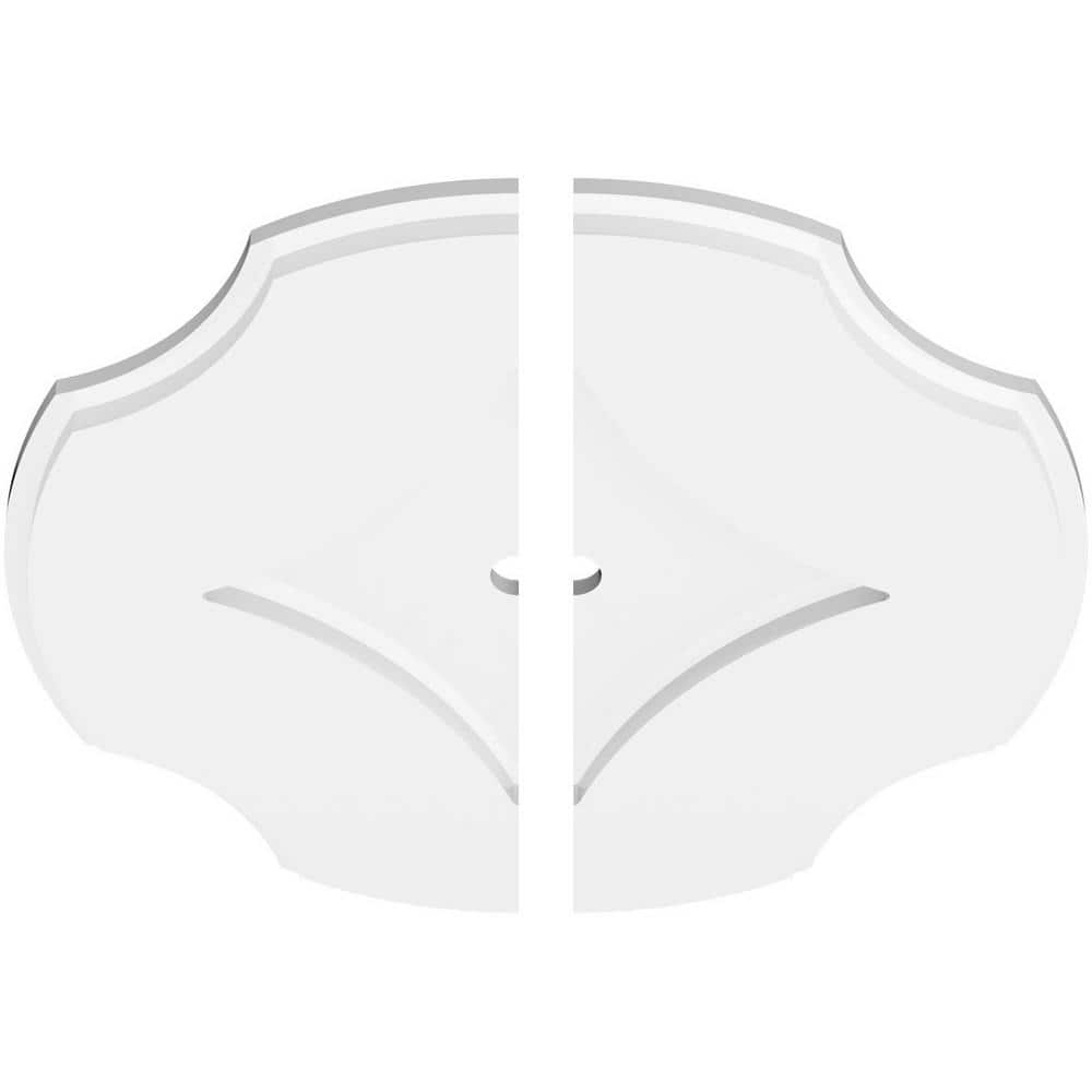 18" White PVC Contemporary Ceiling Medallion, Two Piece