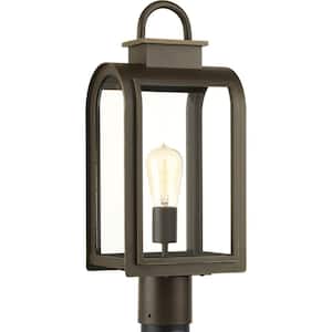 Refuge Collection 1-Light Oil Rubbed Bronze Clear Glass Farmhouse Outdoor Post Lantern Light