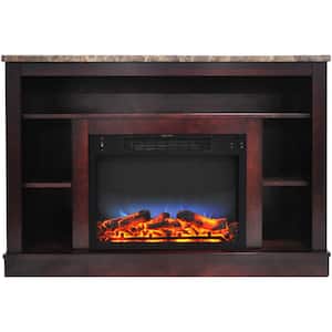 47 in. Electric Fireplace with a Multi-Color LED Insert and Mahogany Mantel