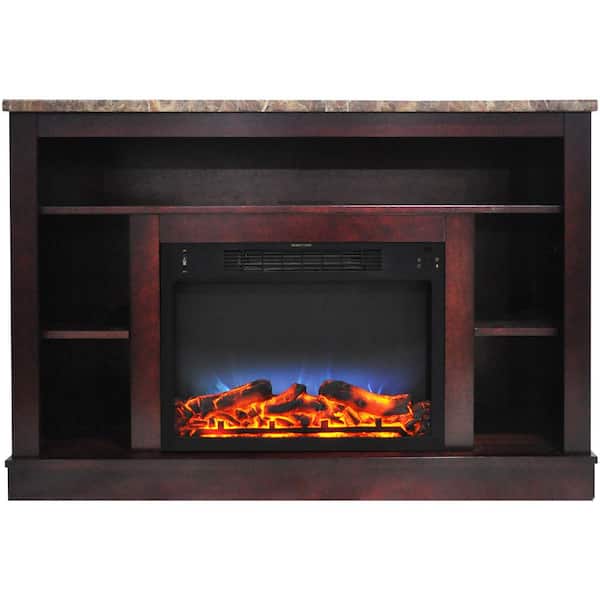 Cambridge 47 in. Electric Fireplace with a Multi-Color LED Insert and Mahogany Mantel