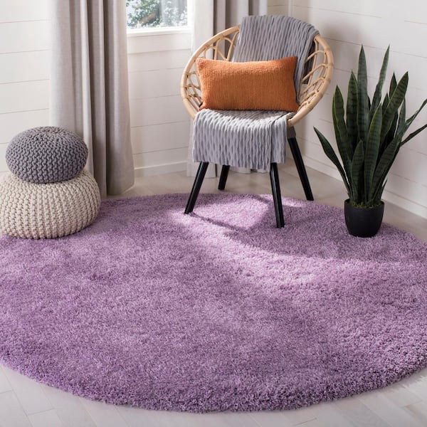Laguna Shag Lilac 7 ft. x 7 ft. Round Solid Area Rug