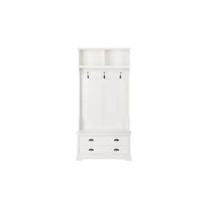 Wilmington White Wood Hall Tree with Bench and Storage (36 in. W x 74 in. H)