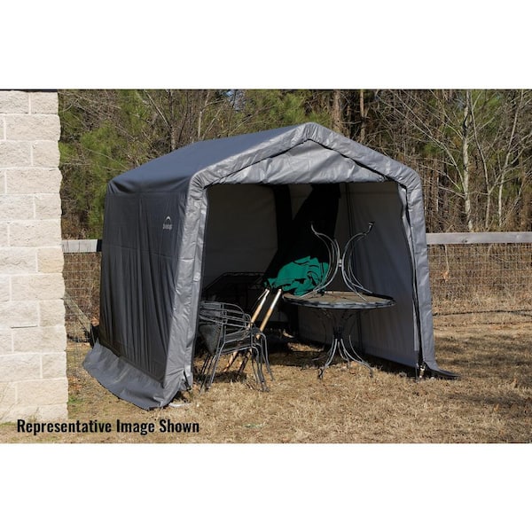 10 ft. W x 12 ft. D x 8 ft. H Grey Steel and Polyethylene Garage Without Floor w/ Corrosion-Resistant Steel Frame