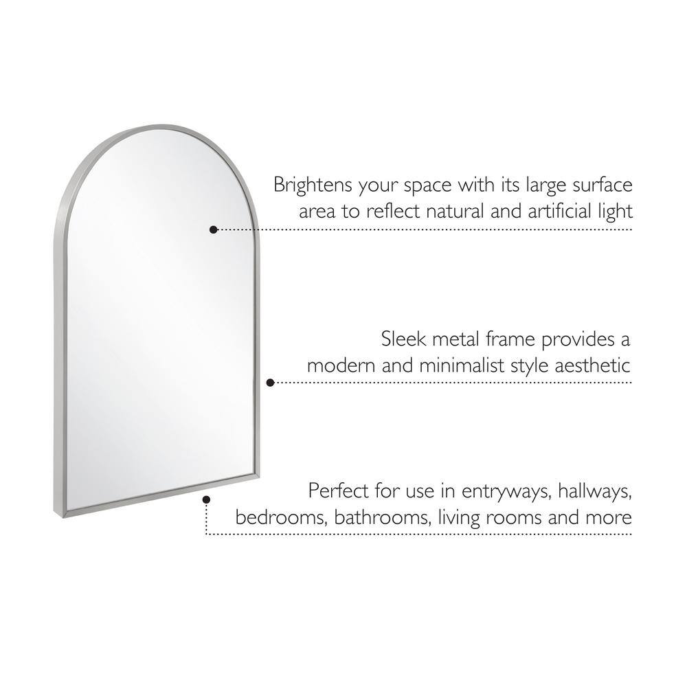 Maeve 36" x 24" Silver Arched Wall Mirror with Metal Frame
