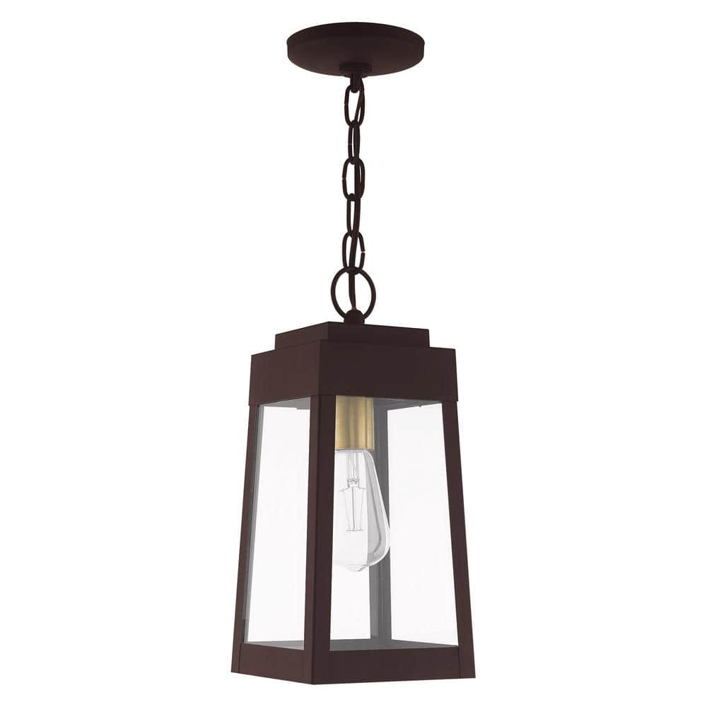 Oslo Clear Glass and Bronze 1-Light Outdoor Pendant