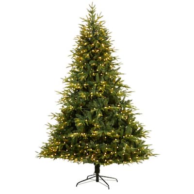8 ft. Colorado Mountain Fir Natural Look Artificial Christmas Tree with 700 Multi LED Lights and 3560 Bendable Branches