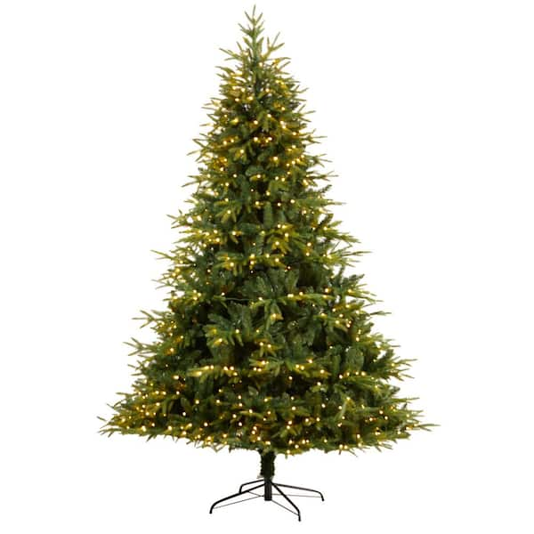 Nearly Natural 8 ft. Colorado Mountain Fir Natural Look Artificial Christmas Tree with 700 Multi LED Lights and 3560 Bendable Branches