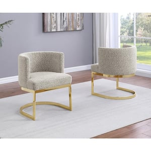 Hart Grey Boucle Fabric Side Chair Set of 1 with Gold Chrome Plated Legs