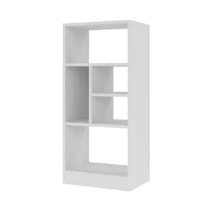 35.43 in. White Faux Wood 5-shelf Accent Bookcase with Open Back