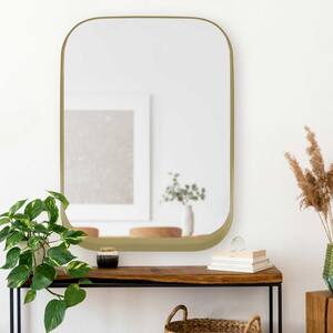 Medium Rectangle Gold Modern Mirror with Deep-Set Frame and Rounded Corners (32 in. H x 24 in. W)
