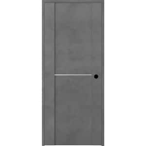 36 in. x 80 in. Vona Left-Handed Solid Core Dark Urban Textured Wood Single Prehung Interior Door