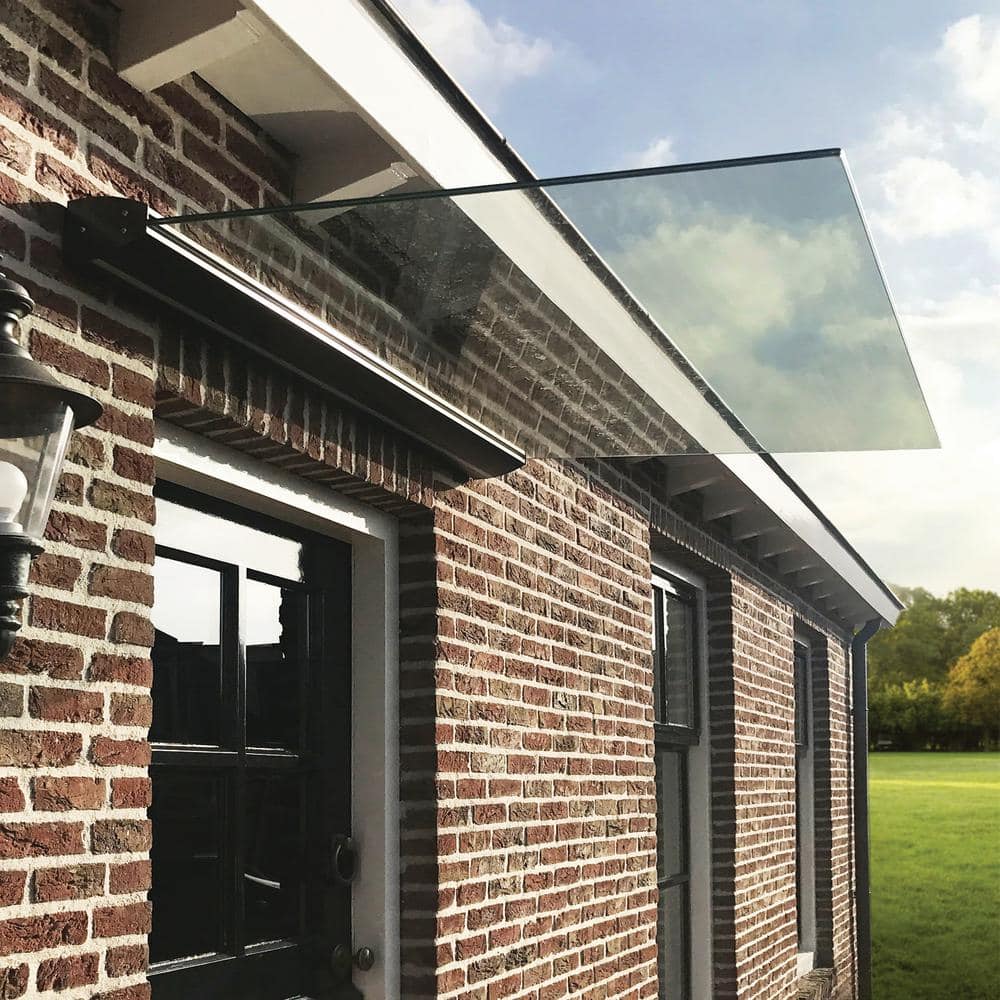 Clear Tempered Glass Door and Window Awning with Aluminum Bracket