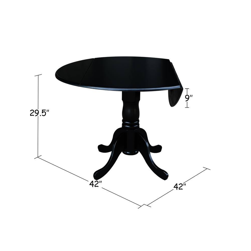 Casual Contemporary 42" Black Round Wood Extendable Dining Table