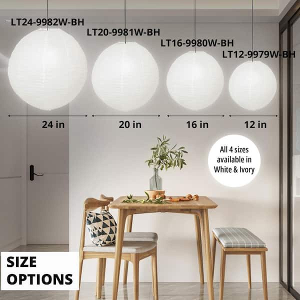 MPG Orb 16 in. 60-Watt 1-Light White Hanging Lantern Pendant MPG Orb 16 in. 60-Watt 1-Light White Hanging Lantern Pendant