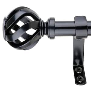 Cage 18 in. - 36 in. Adjustable Curtain Rod 1 in. in Black with Finial