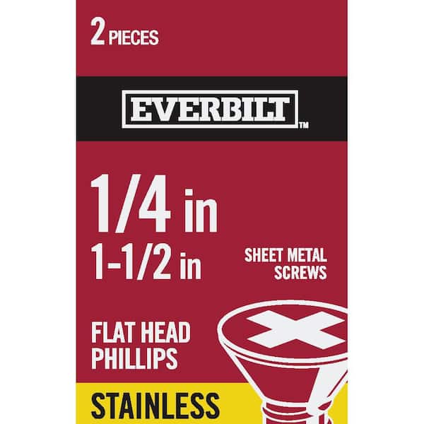 Everbilt #14 x 1-1/2 in. Phillips Flat Head Stainless Steel Sheet Metal Screw (2-Pack)