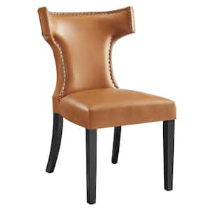 Curve Faux Leather Dining Chair in Tan