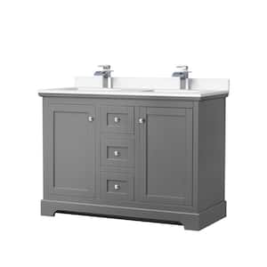 Avery 48 in. W x 22 in. D Double Vanity in Dark Gray with Cultured Marble Vanity Top in White with White Basins