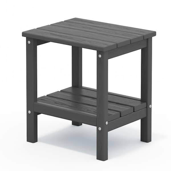JEAREY Adirondack Square Resin Outdoor Side Table in Gray