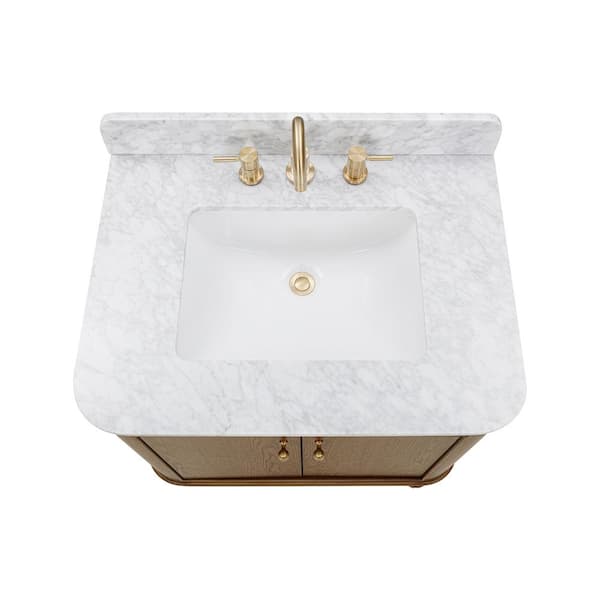Collette 30 in. Cinnamon Oak Bath Vanity with Marble Top