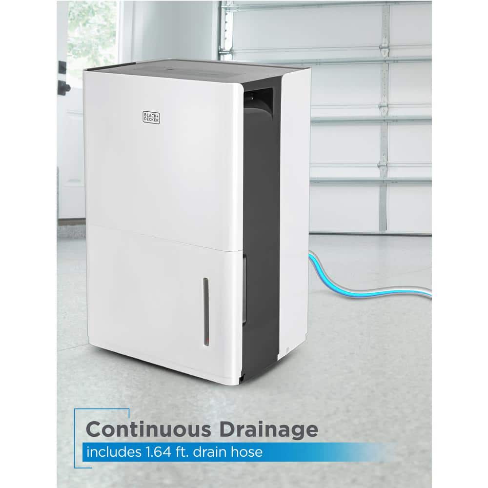 BLACK+DECKER 50 Pint White and Gray Portable Dehumidifier with Humidistat