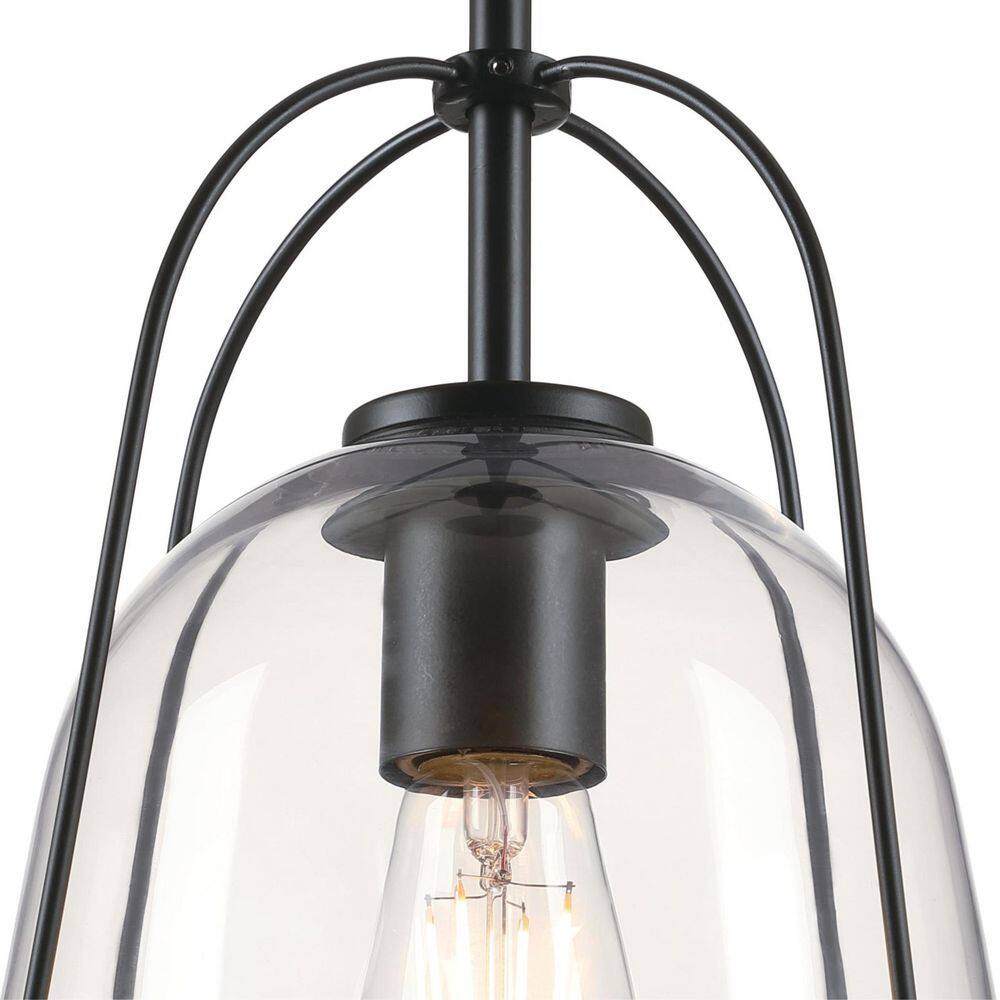 Kewadin Mini Matte Black and Clear Glass Bell Pendant Light