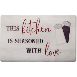Cozy Living Seasoned with Love Grey 17.5 in. x 30 in. Anti Fatigue Kitchen Mat