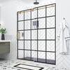 Kamaya XL 64 - 68 in. W x 80 in. H Sliding Frameless Shower Door in Black and Brushed Gold Finish with Clear Glass, Left