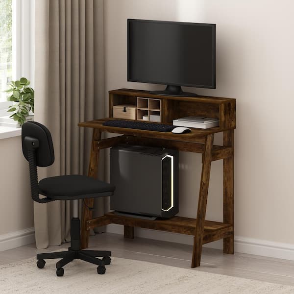Furinno Simplistic 31.6 in. Wood Rectangle Amber Pine Wood Desk