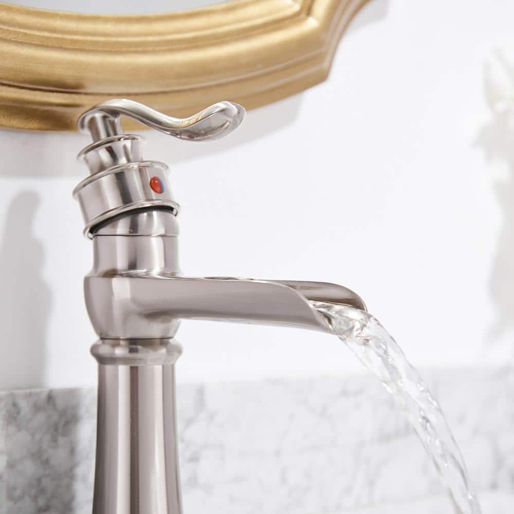Brushed Nickel Single Handle Waterfall Bathroom Faucet