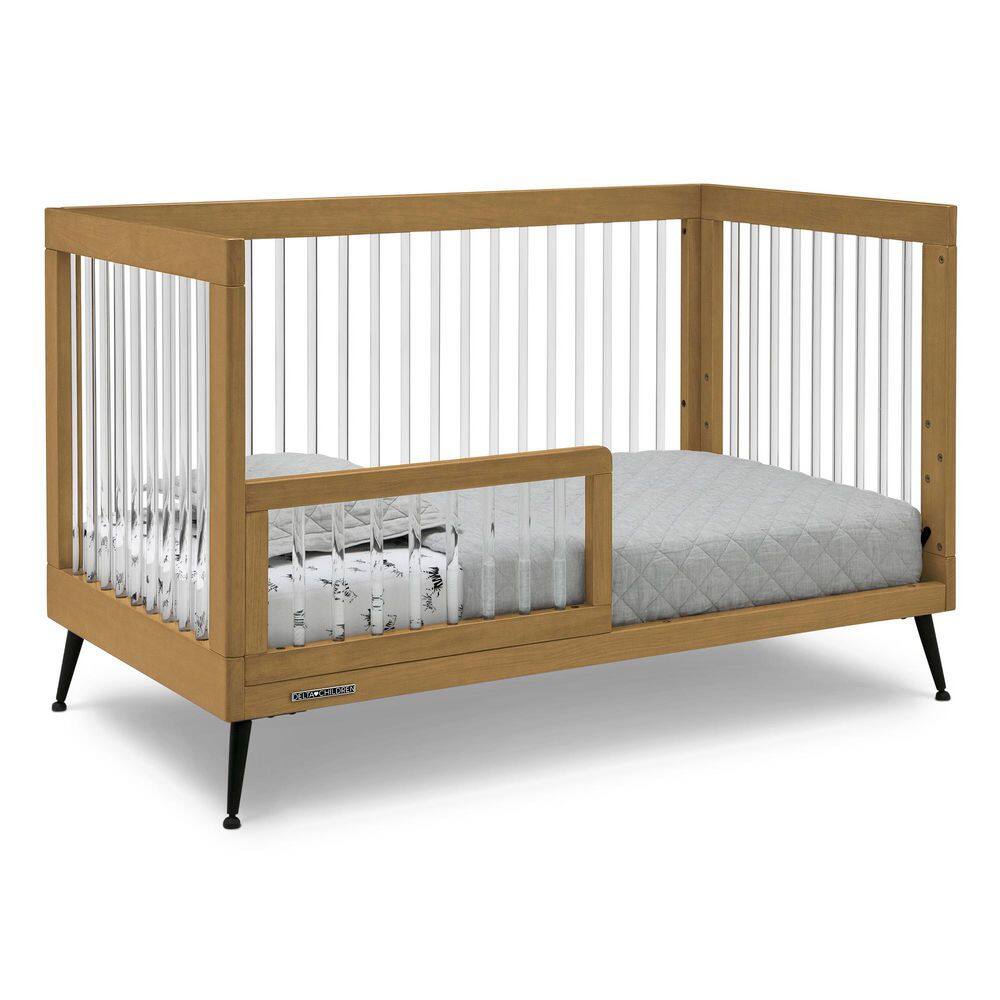 Acorn Matte Black Acrylic Convertible Crib with Metal Feet