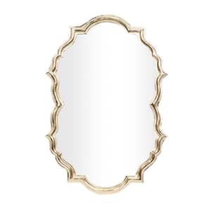 36 in. x 25 in. Quatrefoil Shaped Oval Framed Gold Wall Mirror