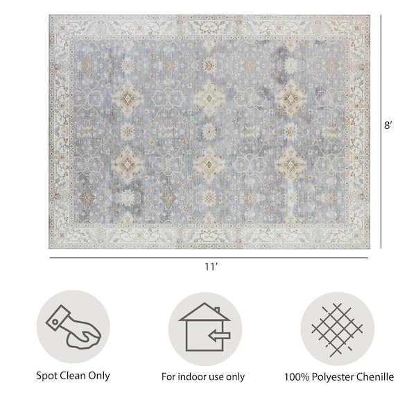 Imagine Chenille Willa Taupe 8 ft. x 11 ft. Medallion Polyester Area Rug