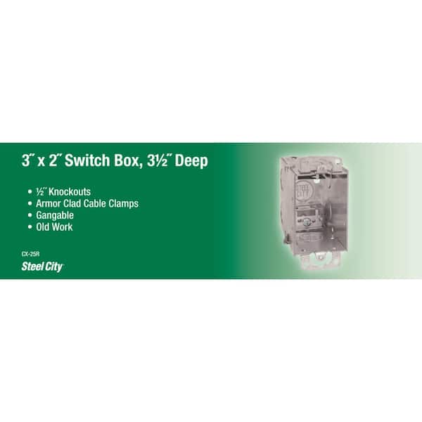 18 cu. in. Old Work Pre-Galvanized Metal Gangable Switch Box (CX-25R)