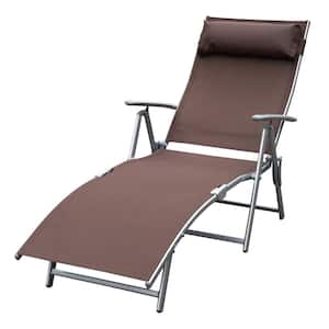 Steel Fabric Outdoor Folding Chaise Lounge Chair Recliner with Portable Design and Adjustable Backrest, Brown