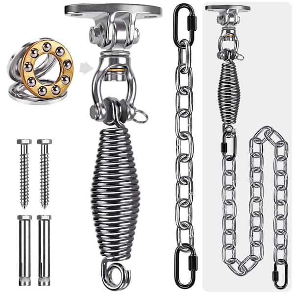 Hammock Chair Hanging Kit, Stainless Steel Bearing Swing Hanger with Heavy Duty Spring and Chain for Hanging