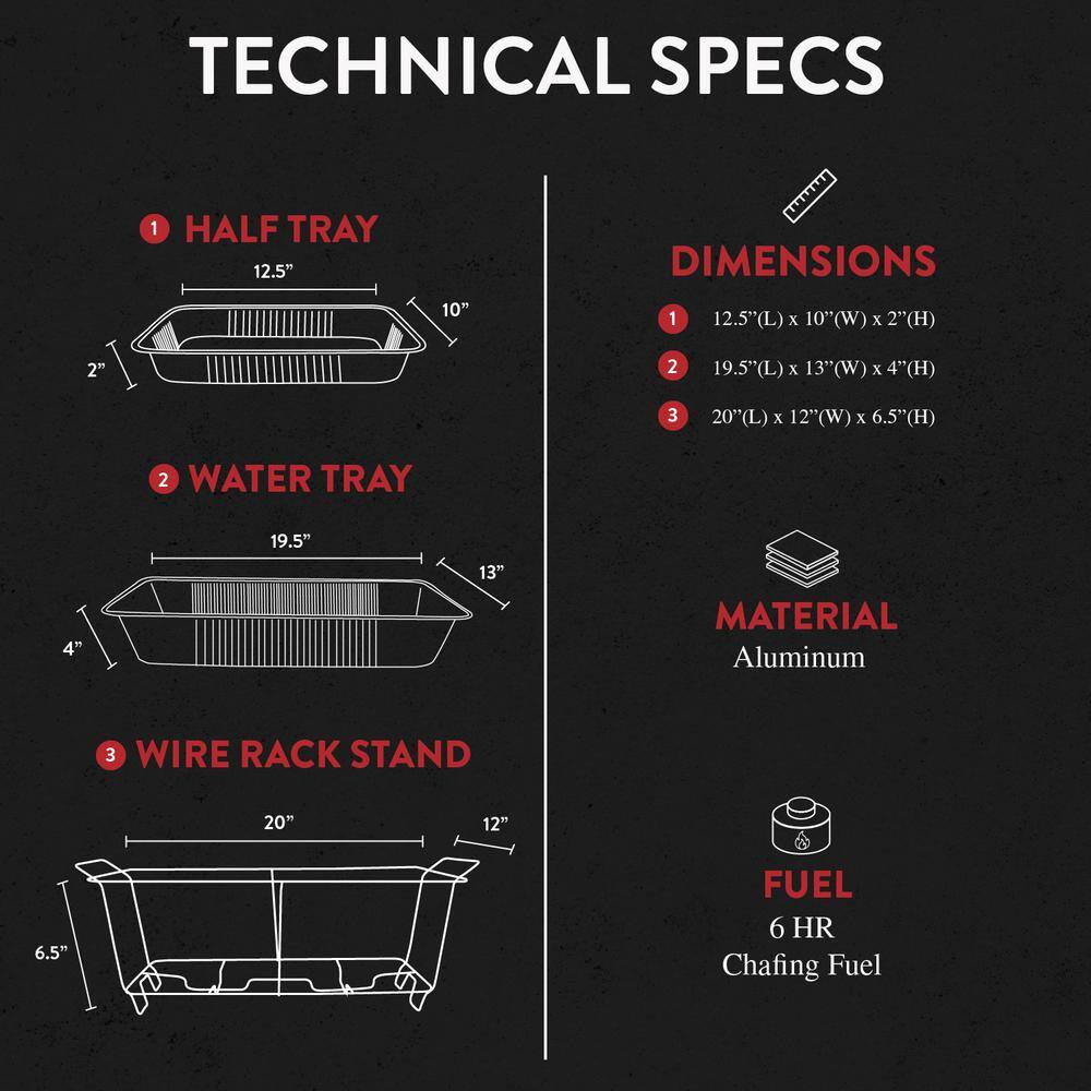 Large Disposable Aluminum Chafing Buffet Set with Utensils