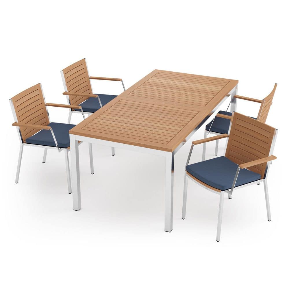 NewAge Products Monterey 5 Piece Stainless Steel Teak Outdoor Patio