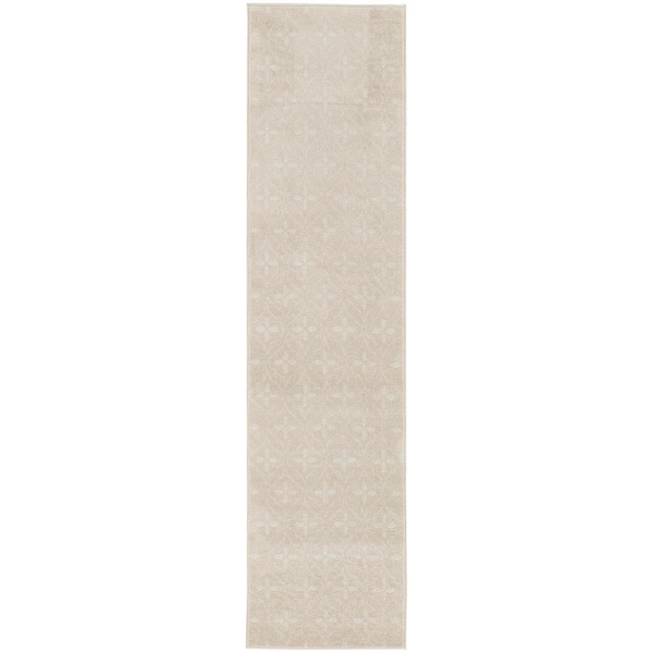 Essentials Ivory Beige 2 ft. x 8 ft. Moroccan Contemporary Runner Area Rug