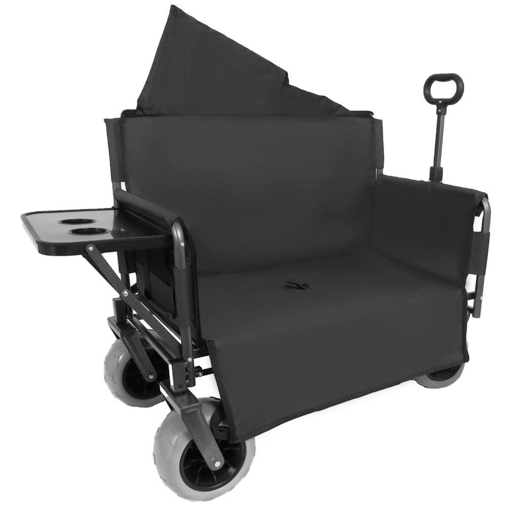 48.43 in Black  Outdoor Folding Wagon Cart with Rear-Mounted Folding Tabletop for Camping price history on PriceWatchPro