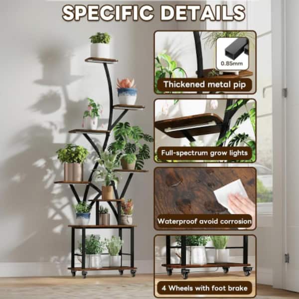 Plant Stand Indoor with Grow Light,8 Tiered Plant Shelf Indoor