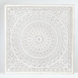Square Decorative Carved Floral-Patterned MDF Wood Wall Art