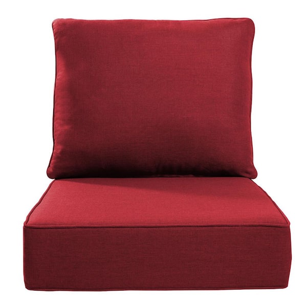 24 in. x 24 in. x 6 in. CushionGuard Outdoor Thicken Lounge Chair Deep Seat Replacement Cushion Set in Red