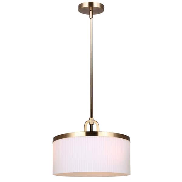 Kinslea 60-Watt 3-Light Gold Mid Century Modern Pendant with White Glass Shade