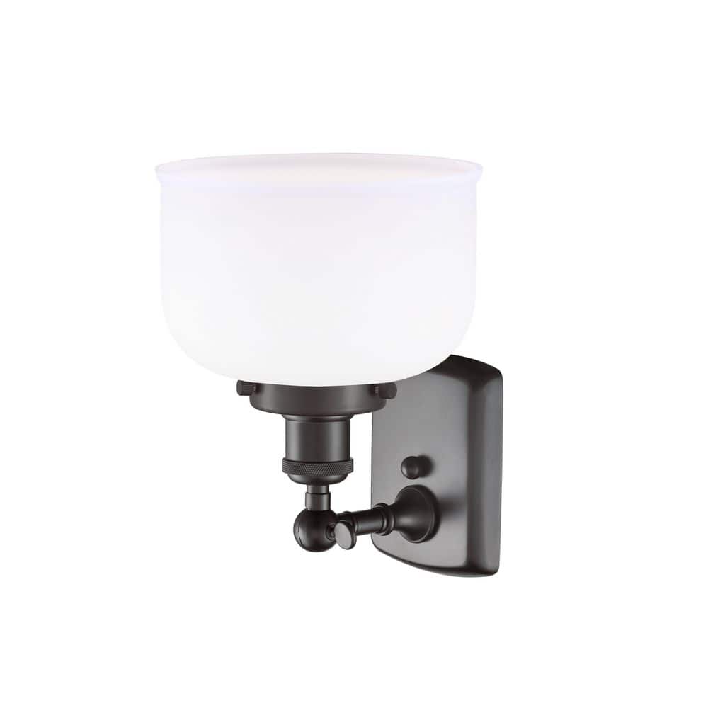 Bell 1-Light Oil Rubbed Bronze Wall Sconce with White Glass Shade price history on PriceWatchPro
