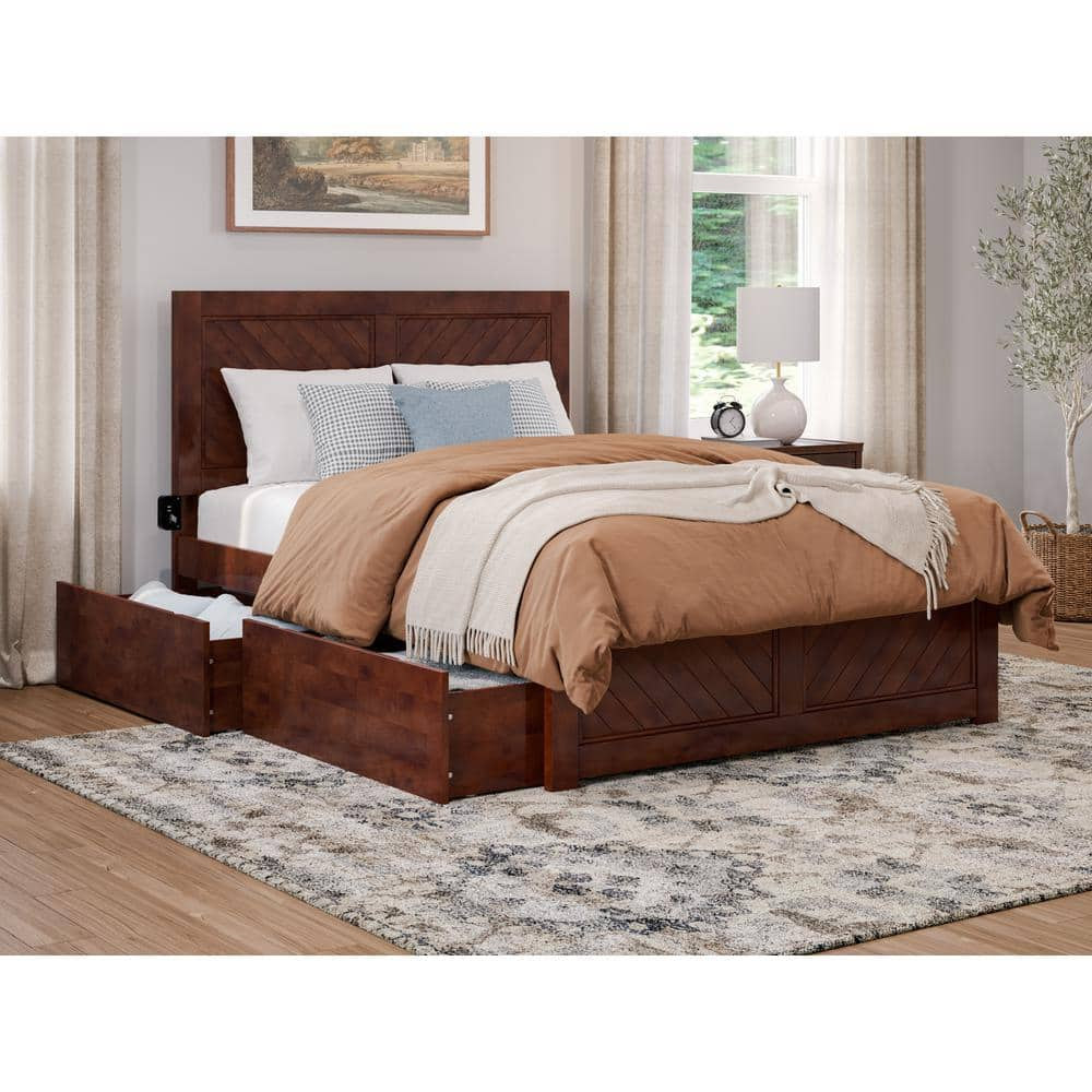 AFI Canyon Walnut Brown Solid Wood Full Platform Bed with Matching ...